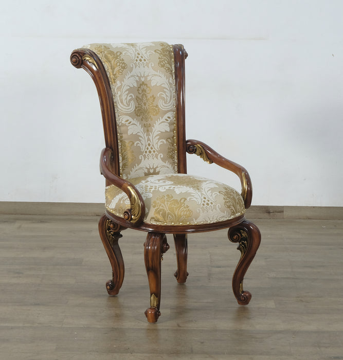 European Furniture - Valentine 9 Piece Dining Room Set With Damask Gold Fabric - 45014-9SET - GreatFurnitureDeal