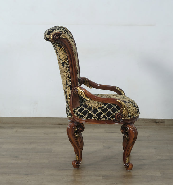 European Furniture - Valentine II  Arm Chair With Black Gold Fabric Set of 2 - 45015-AC - GreatFurnitureDeal