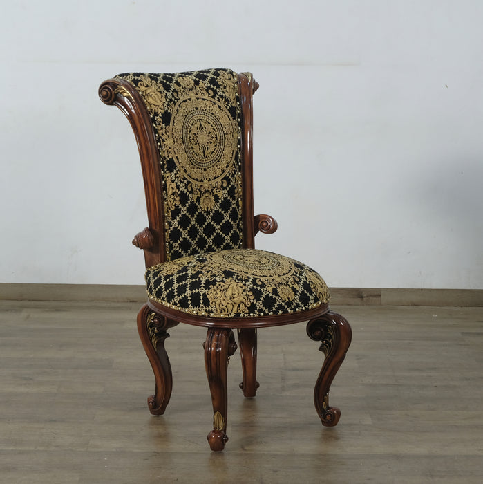 European Furniture - Valentine II 7 Piece Dining Room Set With Black Gold Fabric - 45014-45015-7SET