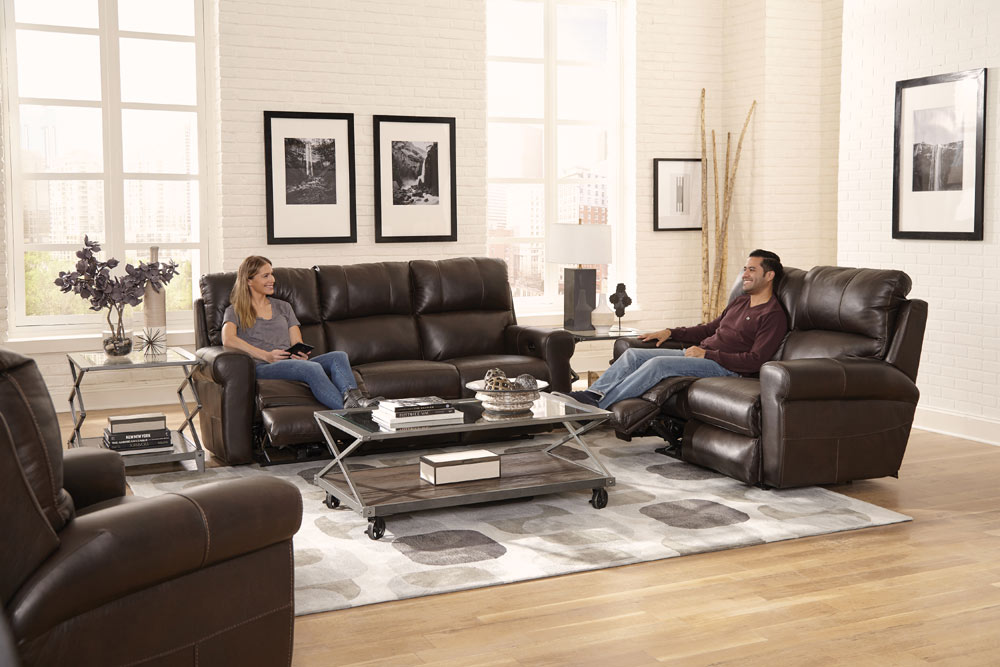 Catnapper - Torretta 2 Piece Power Lay Flat Reclining Sofa Set in Chocolate - 64571-72-CHOCOLATE - GreatFurnitureDeal
