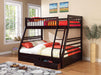 Coaster Furniture - Modern Twin Full Bunk Bed with 2 Drawers - 460184 