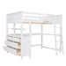 GFD Home - Full size Loft Bed with Drawers and Desk, Wooden Loft Bed with Shelves - White(OLD SKU:LT000529AAK) - GreatFurnitureDeal