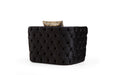 GFD Home - Naomi Button Tufted Chair Finished with Velvet Fabric and Gold Accent in Black - GreatFurnitureDeal