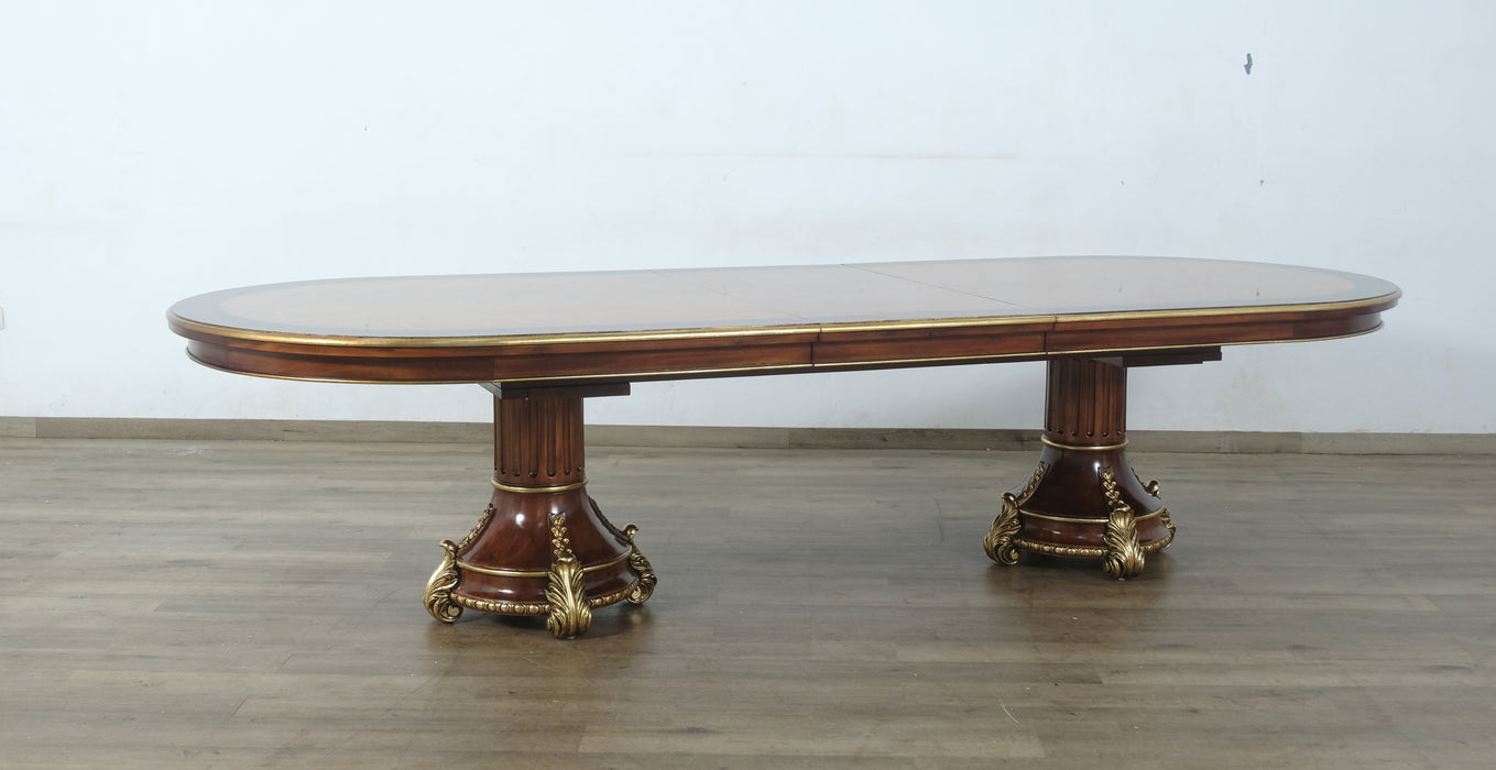 European Furniture - Veronica Dining Table in Antique Dark Gold Leaf - 47076-DT