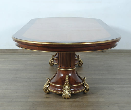 European Furniture - Veronica Dining Table in Antique Dark Gold Leaf - 47076-DT - GreatFurnitureDeal