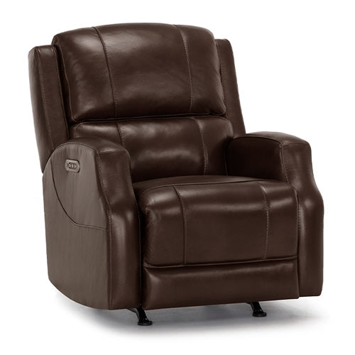 Franklin Furniture - Sterling Triple Power Recline-Headrest-Lumbar Rocker Recliner w-USB in Kona Leather - 4711-87-10