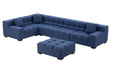 GFD Home - Modular Seating Sofa Couch L-Shaped Sectional sofa with Ottoman BLUE - GreatFurnitureDeal