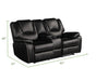 GFD Home - Hong Kong 3 Piece Power Reclining Sofa Set made with Faux Leather in Black - GreatFurnitureDeal