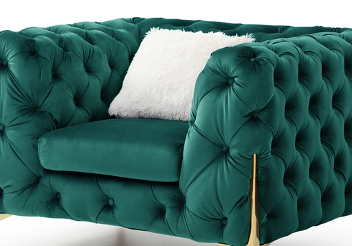 GFD Home - Moderno Tufted Chair Finished in Velvet Fabric in Green - GreatFurnitureDeal