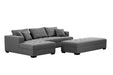 GFD Home - 111'' Tufted Fabric 3-Seat L-Shape Sectional Sofa Couch Set w/Chaise Lounge, Ottoman Coffee Table Bench, Dark Grey - GreatFurnitureDeal