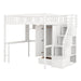 GFD Home - Full size Loft Bed with Bookshelf,Drawers,Desk,and Wardrobe-White - GreatFurnitureDeal