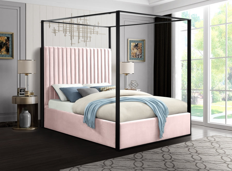 Meridian Furniture - Jax Velvet King Bed in Pink - JaxPink-K - GreatFurnitureDeal