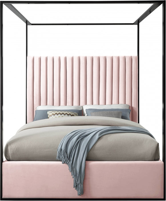 Meridian Furniture - Jax Velvet Queen Bed in Pink - JaxPink-Q - GreatFurnitureDeal