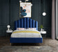 Meridian Furniture - Lily Velvet Queen Bed in Navy - LilyNavy-Q - GreatFurnitureDeal