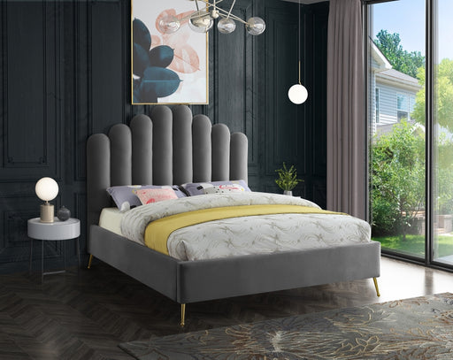Meridian Furniture - Lily Velvet King Bed in Grey - LilyGrey-K - GreatFurnitureDeal