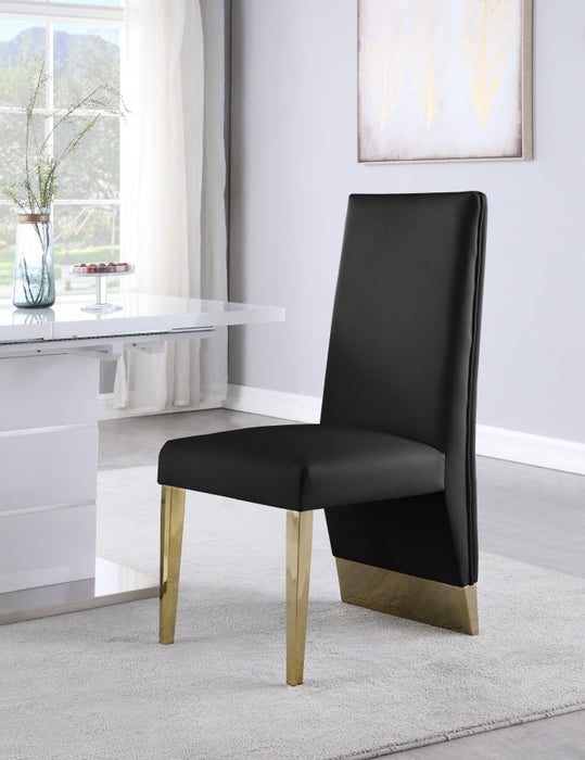 Meridian Furniture - Porsha Faux Leather Dining Chair Set of 2 in Black - 749Black-C - GreatFurnitureDeal