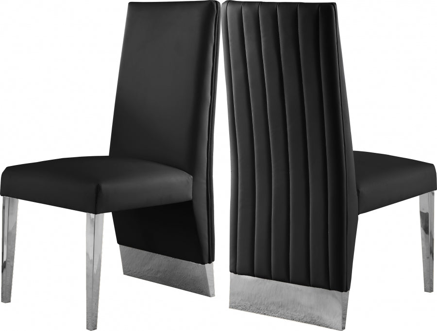 Meridian Furniture - Porsha Faux Leather Dining Chair Set of 2 in Black - 750Black-C