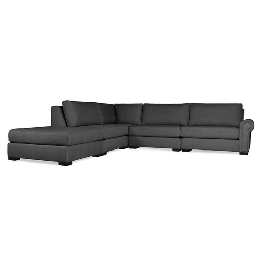 Nativa Interiors - Sylviane Modular L-Shaped Sectional Right Arm Facing 128" With Ottoman Charcoal - SEC-SYLV-DP-AR1-5PC-PF-CHARCOAL - GreatFurnitureDeal
