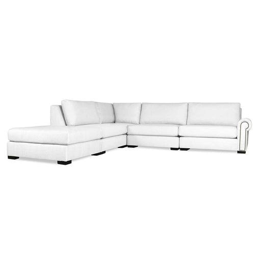 Nativa Interiors - Sylviane Modular L-Shaped Sectional Right Arm Facing 128" With Ottoman White - SEC-SYLV-DP-AR1-5PC-PF-WHITE - GreatFurnitureDeal