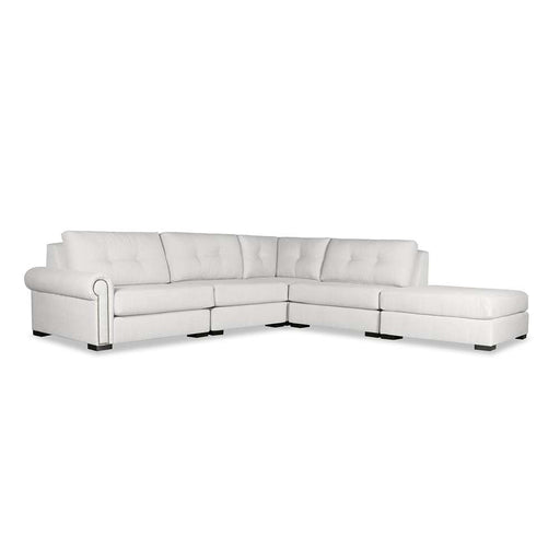 Nativa Interiors - Sylviane Modular L-Shaped Sectional Left Arm Facing 128" With Ottoman Off White - SEC-SYLV-BTN-DP-AR2-5PC-PF-WHITE - GreatFurnitureDeal