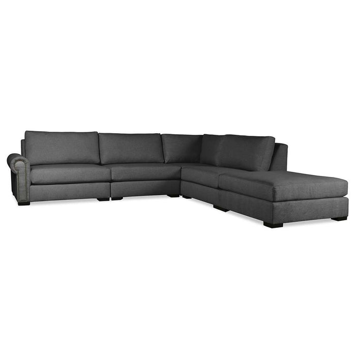 Nativa Interiors - Sylviane Modular L-Shaped Sectional Left Arm Facing 121" With Ottoman Charcoal - SEC-SYLV-CL-AR2-5PC-PF-CHARCOAL