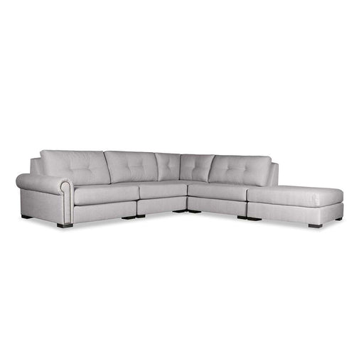 Nativa Interiors - Sylviane Modular L-Shaped Sectional Left Arm Facing 128" With Ottoman Off White - SEC-SYLV-BTN-DP-AR2-5PC-PF-WHITE - GreatFurnitureDeal