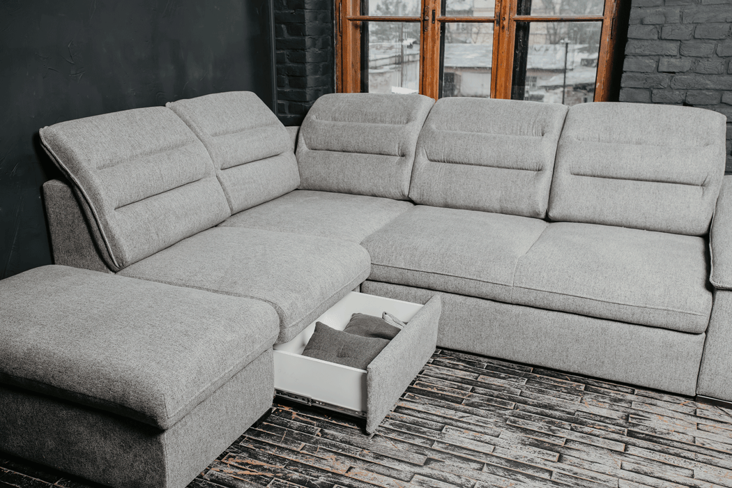 ESF Furniture - Oliver Sectional w/ Bed and Storage in Gray - OLIVERSECTIONAL