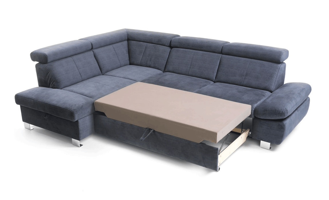 ESF Furniture - Happy Sectional w/Bed & Storage in Navy Dark Grey - HAPPYSECTIONALLEFT