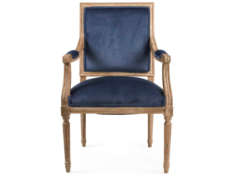 Zentique - Louis Blue Velvet Arm Dining Chair - B008 E272 11905