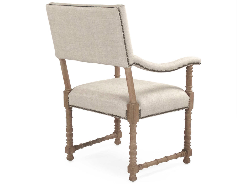 Zentique - Silas Cream Natural Linen Arm Dining Chair - CFH420 E272 A015-A