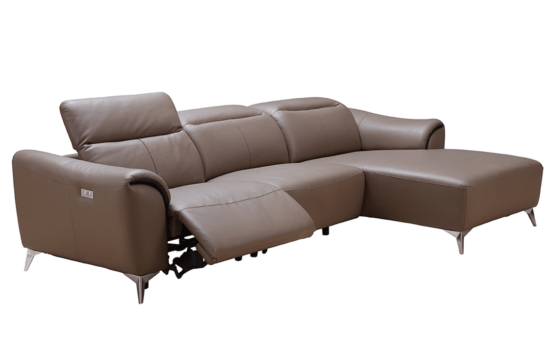 ESF Furniture - 950 Sectional with 1 Electric Recliner in Brown - 950SECTIONALLEFT