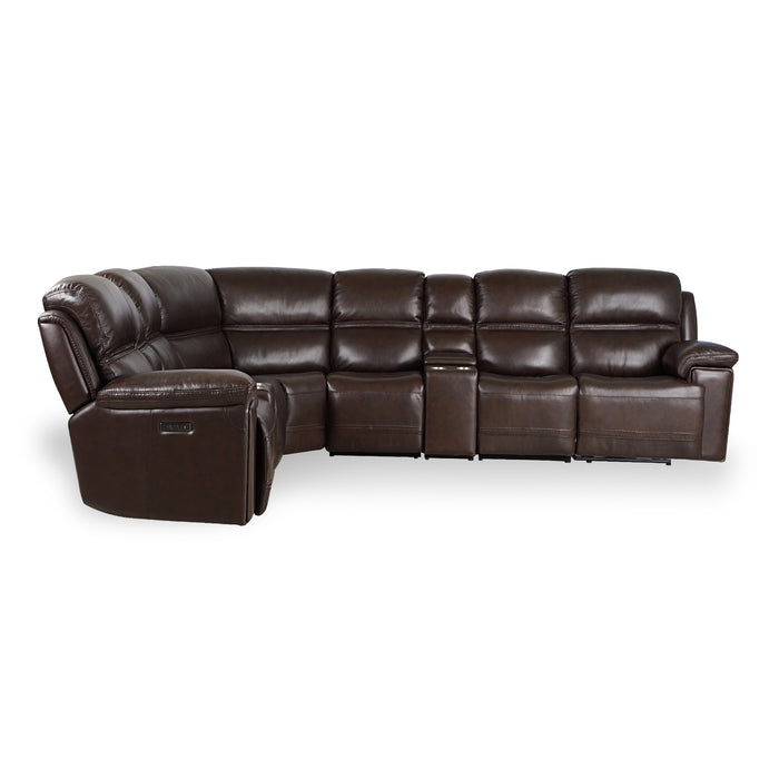 GFD Home - Timo Top Grain Leather Modular Power Sectional Sofa | Adjustable Headrest | Cross Stitching | Sectional 4 - GreatFurnitureDeal