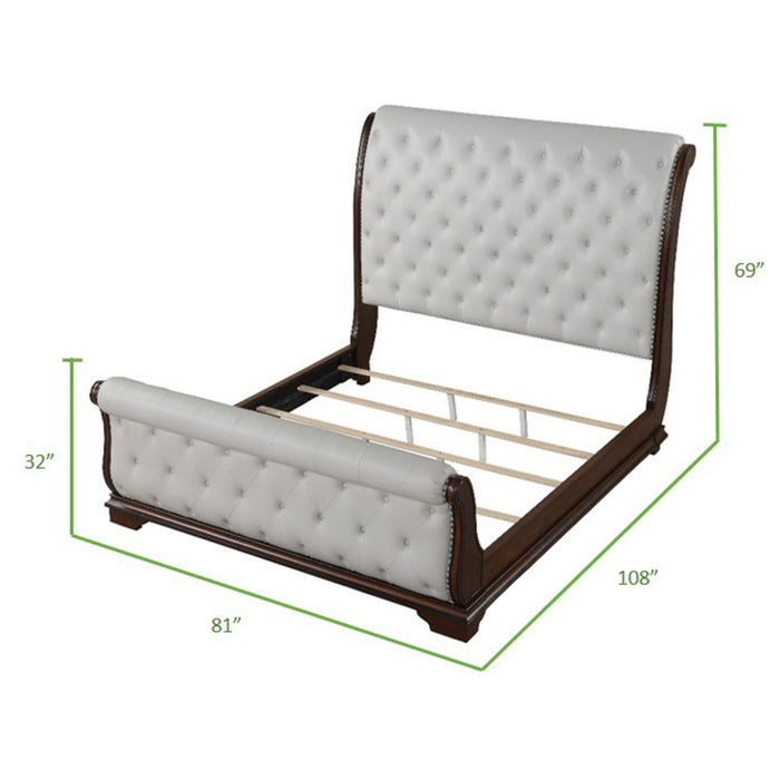 GFD Home - Montage Tufted Upholstery King Bed made with Wood in Walnut - GreatFurnitureDeal