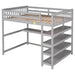 GFD Home - Full Size Loft Bed with Storage Shelves and Under-bed Desk, Gray(OLD SKU:SM000246AAE-1) - GreatFurnitureDeal