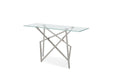 GFD Home - Modrest Hawkins Modern Glass & Stainless Steel Console Table - GreatFurnitureDeal