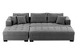 GFD Home - 111'' Tufted Fabric 3-Seat L-Shape Sectional Sofa Couch Set w/Chaise Lounge, Ottoman Coffee Table Bench, Dark Grey - GreatFurnitureDeal