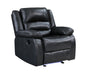 GFD Home - Martin 3 Pc Manual Reclining Sofa set finished with Faux Leather/ Wood in Black - GreatFurnitureDeal