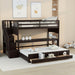 GFD Home - Stairway Twin XL Loft Bed with Twin Size Trundle and 3 Drawers, Storage, Desk, Espresso - GreatFurnitureDeal