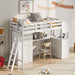 GFD Home - Twin Size Loft Bed with Wardrobe and Drawers, attached Desk with Shelves, White - GreatFurnitureDeal