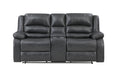 GFD Home - Martin 2 Pc Manual Reclining Sofa set finished with Faux Leather/ Wood in Gray - GreatFurnitureDeal