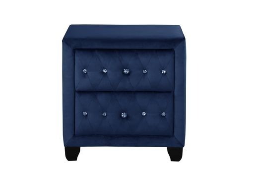 GFD Home - Kendall Queen 4 Pc Tufted Upholstery Vanity Bedroom Set Made With Wood In Blue - GreatFurnitureDeal