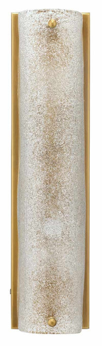 Jamie Young Company - Moet Double Rounded Sconce in Textured Melted Ice Glass & Antique Brass Metal - 4MOET-DBLAB