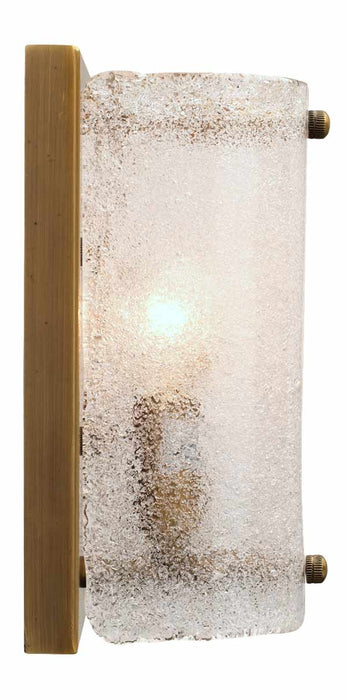 Jamie Young Company - Moet Rounded Sconce in Textured Melted Ice Glass & Antique Brass Metal - 4MOET-RNDAB - GreatFurnitureDeal