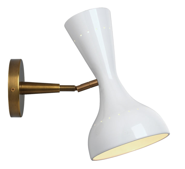 Jamie Young Company - Pisa Wall Sconce in White Lacquer & Antique Brass Metal - 4PISA-SCWH
