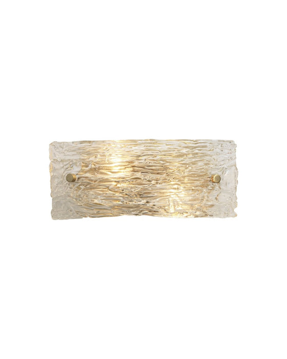 Jamie Young Company - Swan Curved Glass Sconce, Small in Clear Textured Glass & Antique Brass Metal - 4SWAN-SMCL - GreatFurnitureDeal