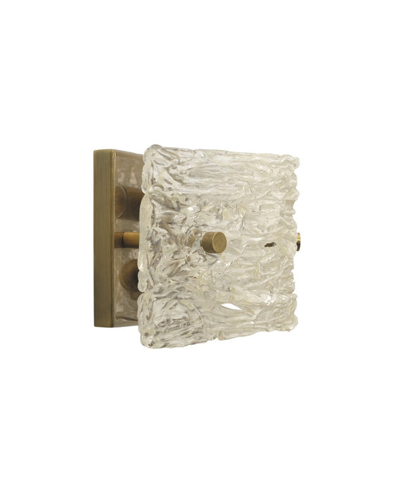 Jamie Young Company - Swan Curved Glass Sconce, Small in Clear Textured Glass & Antique Brass Metal - 4SWAN-SMCL