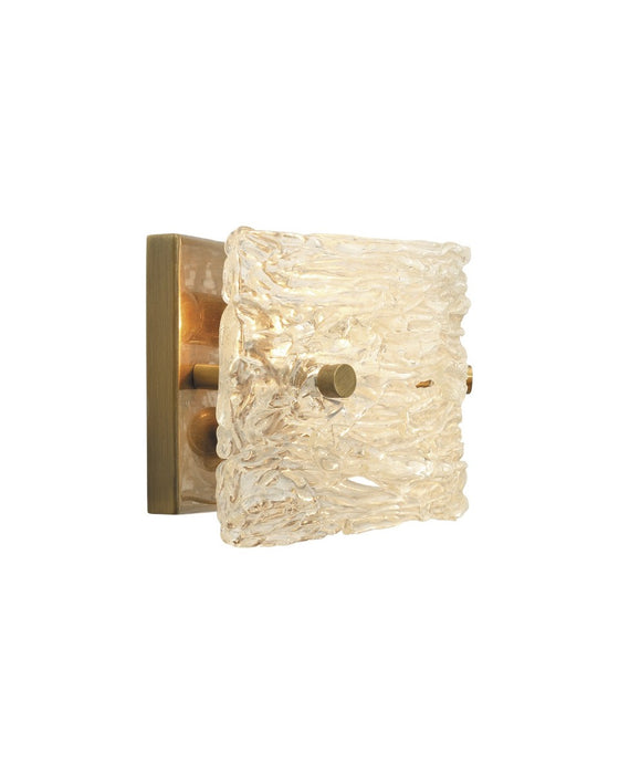 Jamie Young Company - Swan Curved Glass Sconce, Small in Clear Textured Glass & Antique Brass Metal - 4SWAN-SMCL - GreatFurnitureDeal