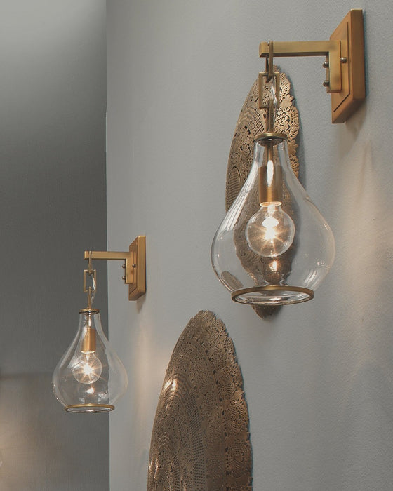 Jamie Young Company - Tear Drop Hanging Wall Sconce in Clear Glass and Antique Brass - 4TEAR-CLAB