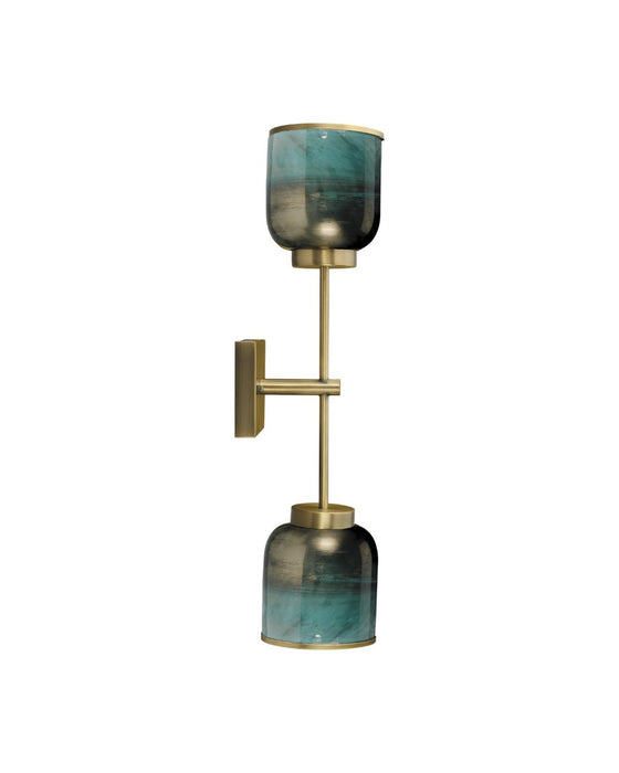 Jamie Young Company - Vapor Double Sconce in Antique Brass & Aqua Metallic Glass - 4VAPO-DBAQ