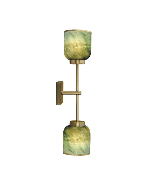Jamie Young Company - Vapor Double Sconce in Antique Brass & Aqua Metallic Glass - 4VAPO-DBAQ